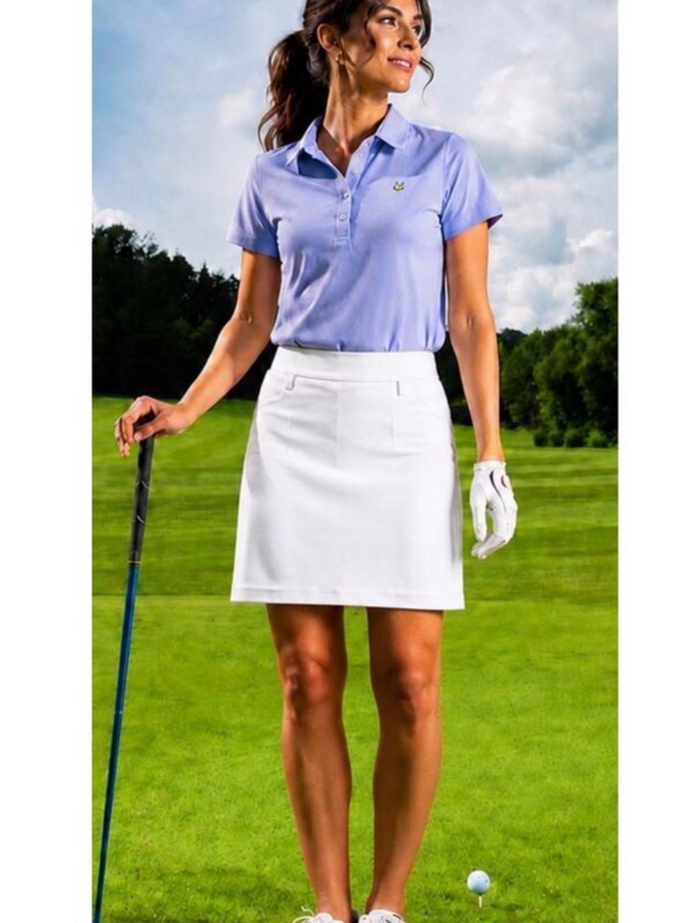 Magnolia Lane Masters Golf Polo Vintage Label Pima Cotton Purple & White Stripe